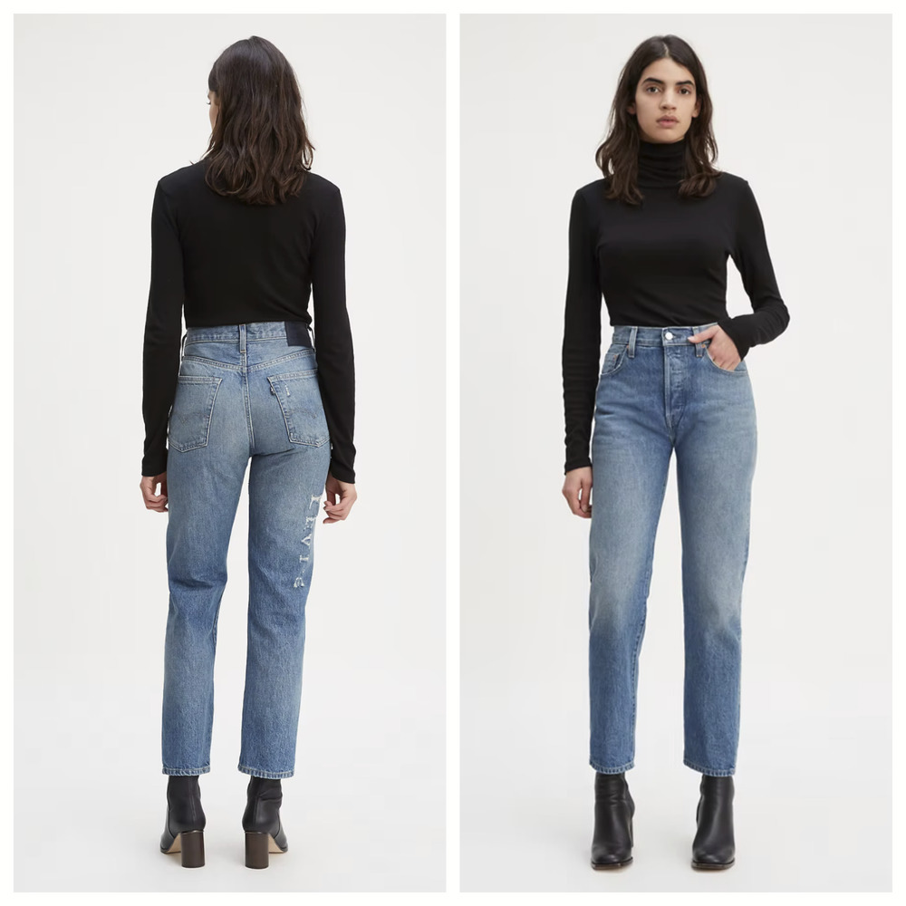 Levi's 501 selvedge spellout button fly 31x28 crop jeans